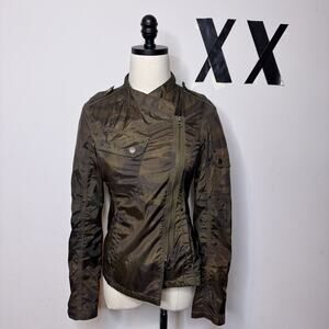 Vintage 90s Triple Five Soul Camo Jacket Full Zip Moto Bomber Streetwear Y2K XS